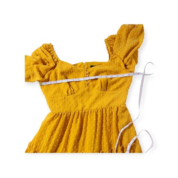 J.Crew Marigold Yellow Embroidered Polka Dot Tiered Midi Dress Size 4P Wedding G - Picture 8 of 9